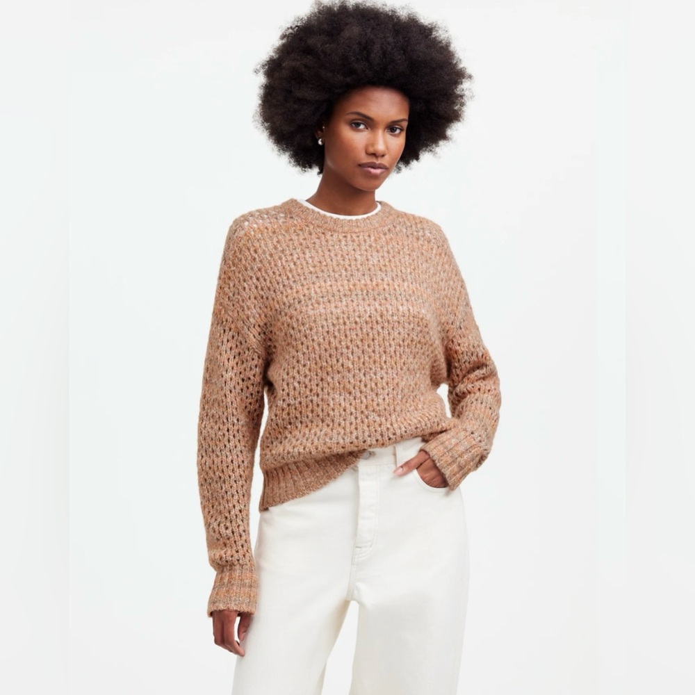 Madewell Women's Space-Dye Open-Knit Sweater Spacedye Ginger Size Medium NWT
